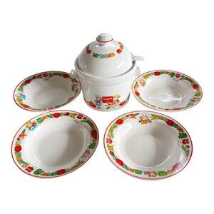 1996 Campbell Soup Tureen Ladle & 4 Matching Bowls​​